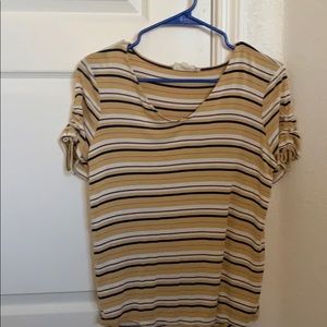 yellow striped v neck tee shirt!